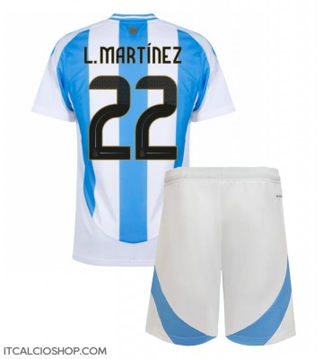 Argentina Lautaro Martinez #22 Prima Maglia Bambino Copa America 2024 Manica Corta (+ Pantaloni corti)